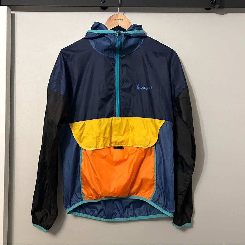 cotopaxi Navy Blue Teal Yellow Orange Windbreaker Teca